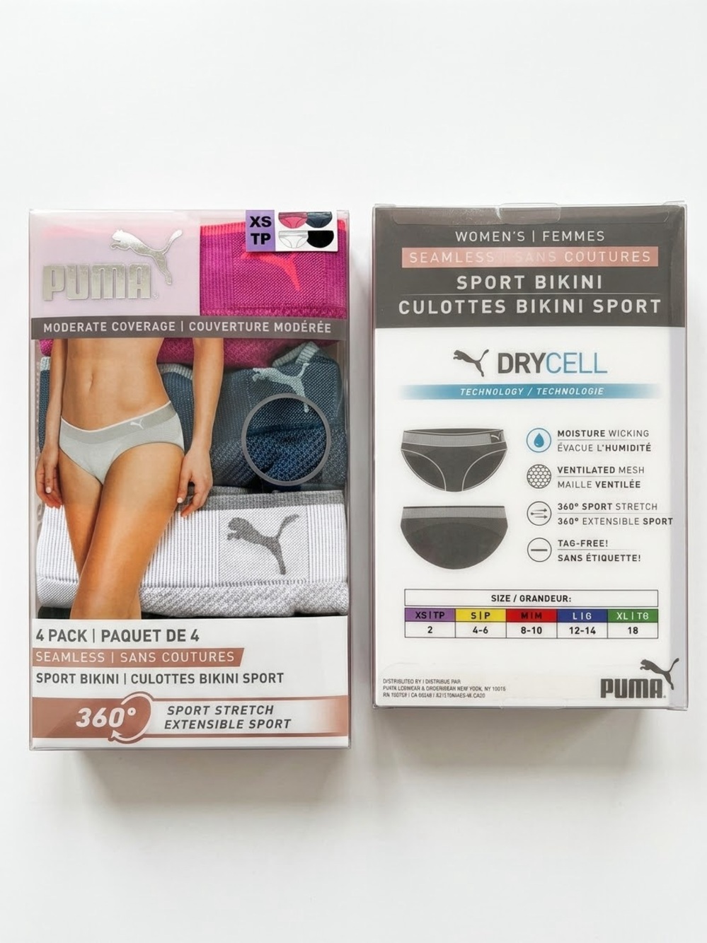 NEW Puma Women's Sport Bikini 4-Pack - Size XS